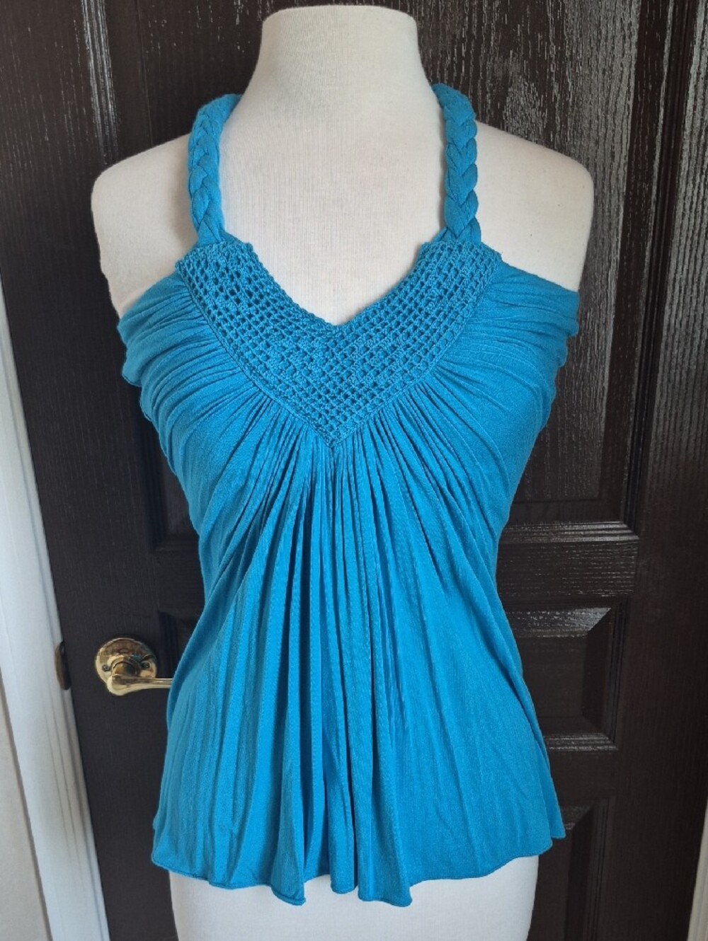 Sky Braided Turquoise Top Nwot - Picture 3 of 5